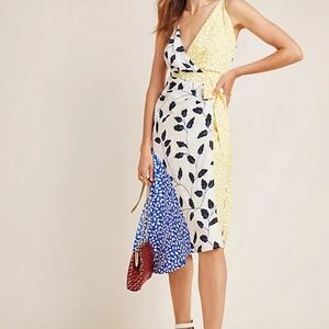 Yumi Kim Yellow, Blue, and Black Patterned Midi Dress